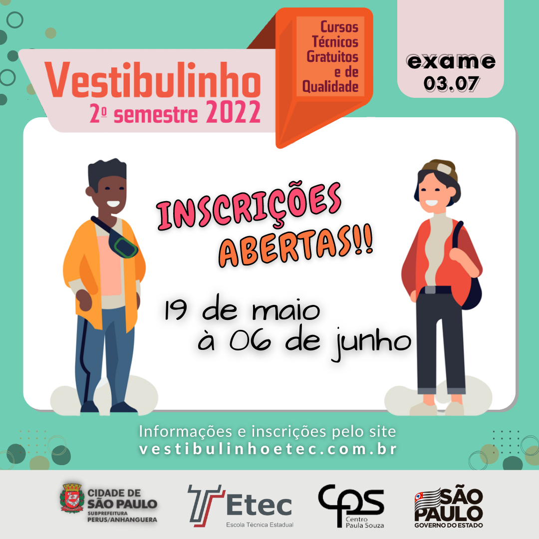 Vestibulinho Etec para o segundo semestre está com inscrições abertas |  Subprefeitura Perus | Prefeitura da Cidade de São Paulo